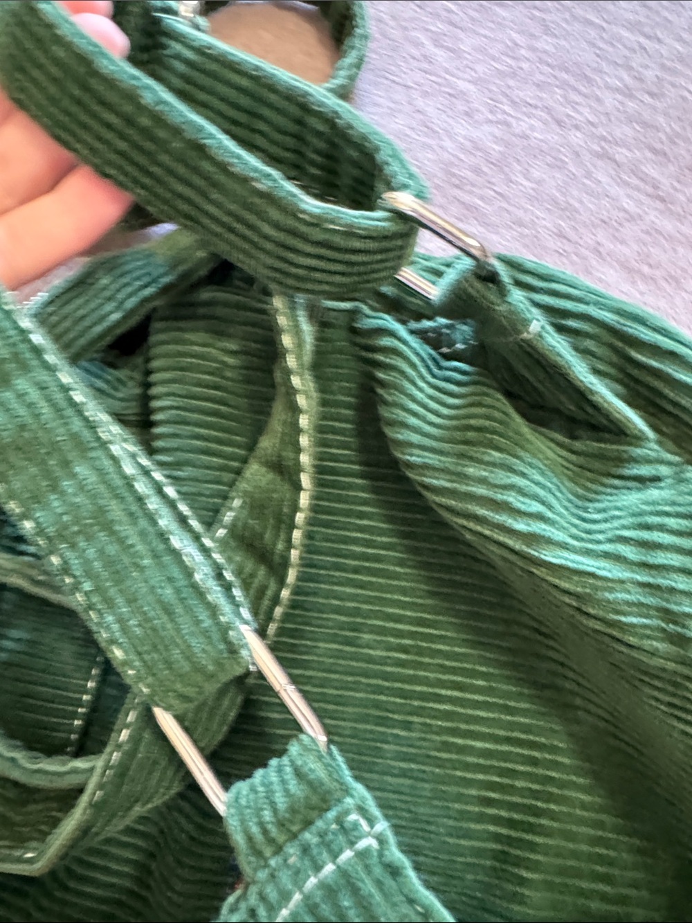 Urban Outfitters Green Corduroy small embroidered backpack 100% Cotton - Picture 11 of 15